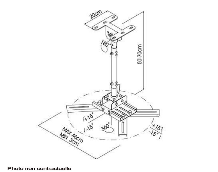 Support de plafond noir pour projecteur PJR-046 Support de plafond noir pour projecteur PJR-046